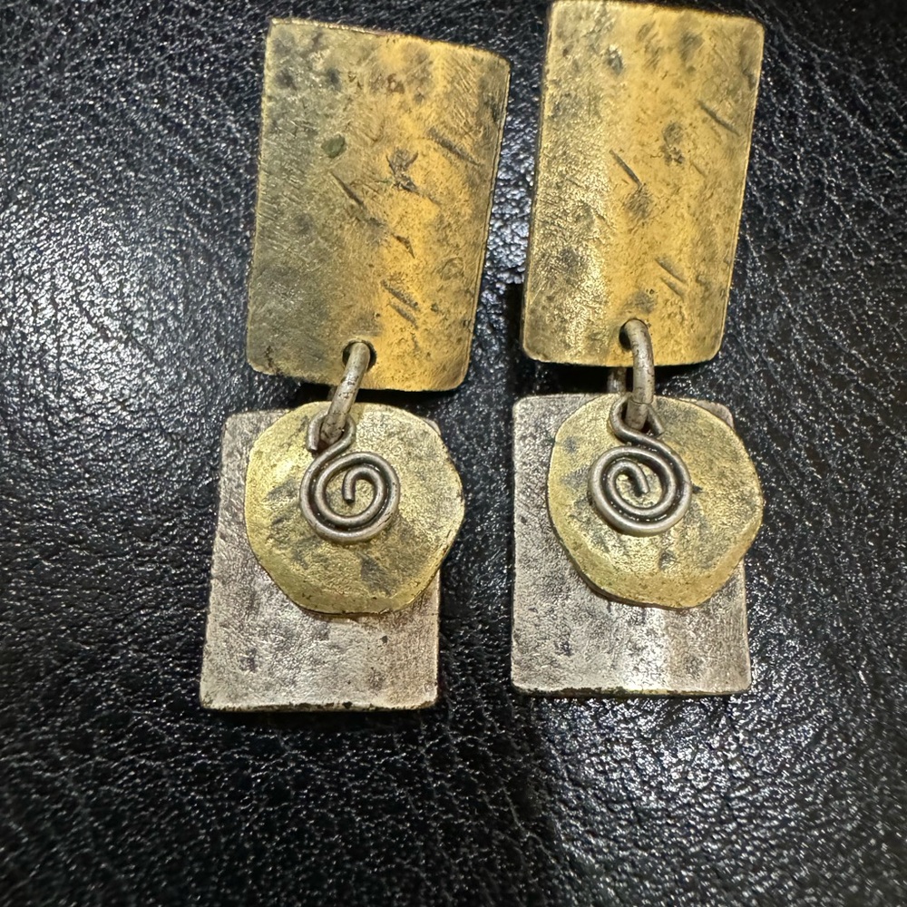 Two toned embellished earrings